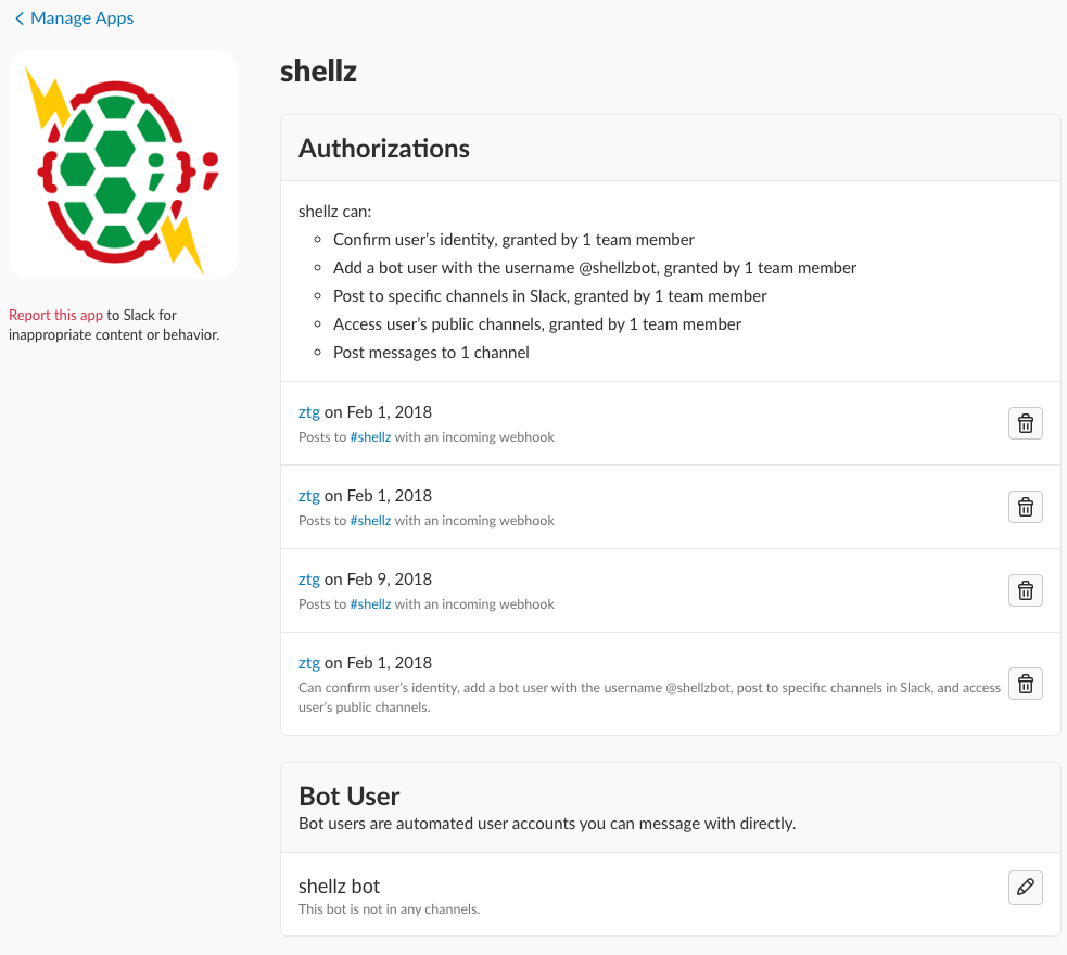 shellz Slack App